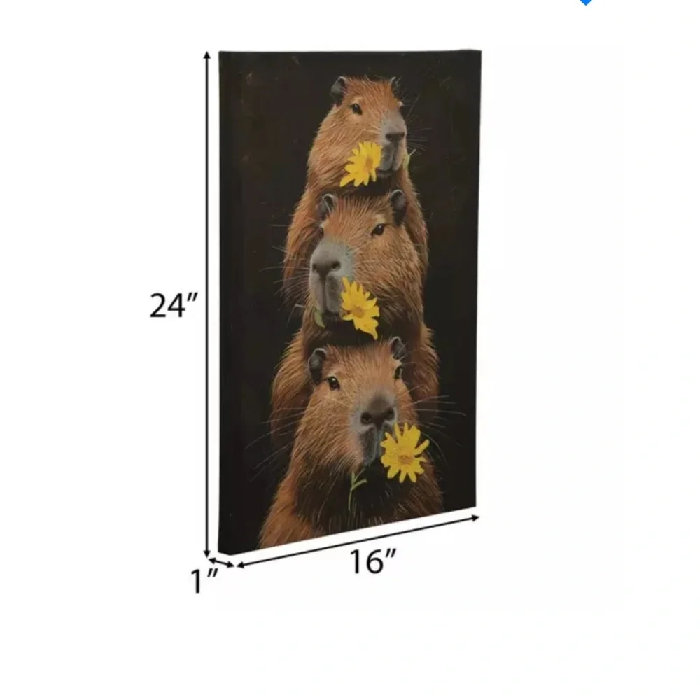 Capybara Art Print with Yellow Flowers